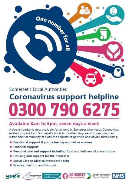 Covid 19 Support Helpline 0300 790 6275